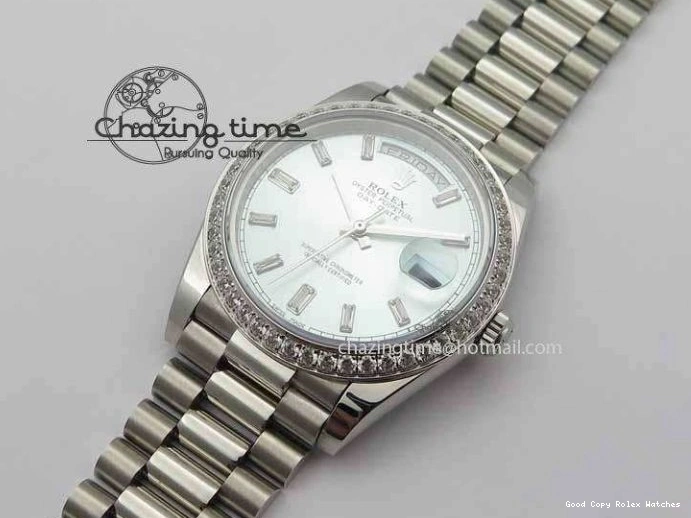 Best AAA Replica Sites 3699 BP Stylish SS Maker Best Ice SS On Bracelet Bezel Diamond ETA Day Blue 40mm Date Edition Dial 1228